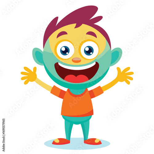 Cheerful Kid with Open Arms
