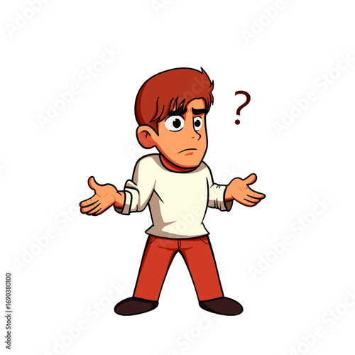 Man in Confussion Cartoon Style Art