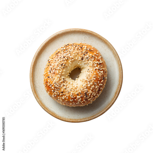 Top View of Everything Bagel on a Plate