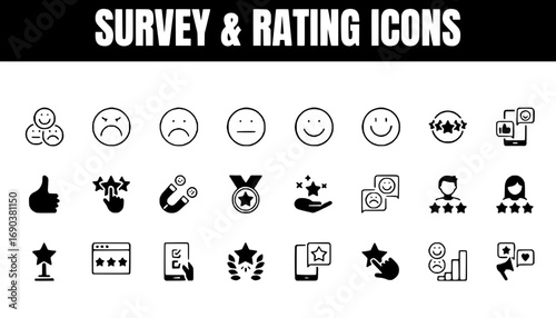 Collection of Survey and Rating Icons for Feedback and Reviews