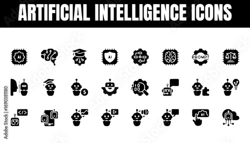 Collection of Artificial Intelligence Icons for Technology