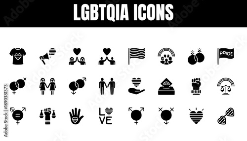 LGBTQIA Pride Icons Collection Black and White