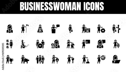 Collection of Businesswoman Icons for Marketing and Branding