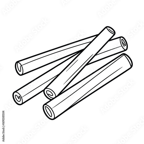 Hand drawn illustration of cinnamon sticks on a white background