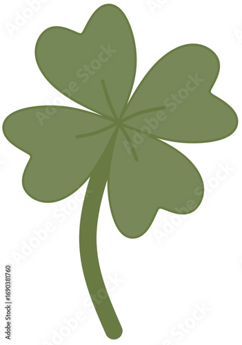Cute green clover leaf icon in flat vector style. Perfect for spring design, luck symbol, nature decoration, and botanical illustration.