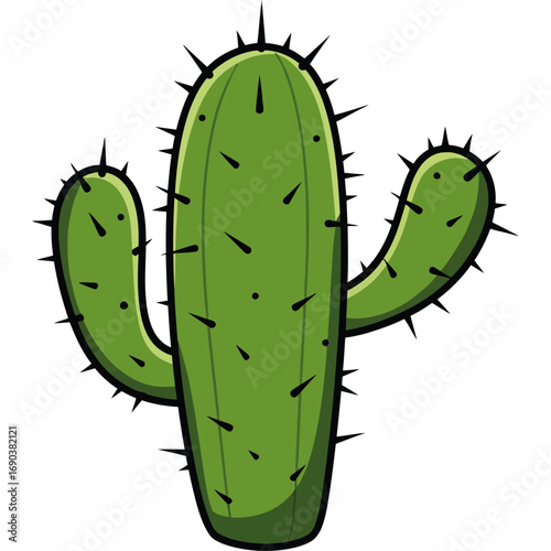 Cactus vector illustration with thorns isolated on white background
