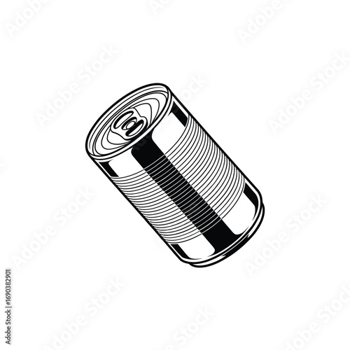 Vintage style illustration of a metal food can on a white background
