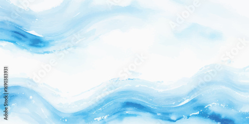 Abstract blue wave fluid background with tropical ocean water splash texture for elegant modern poster design