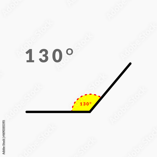 130 degree angle icon in mathematics