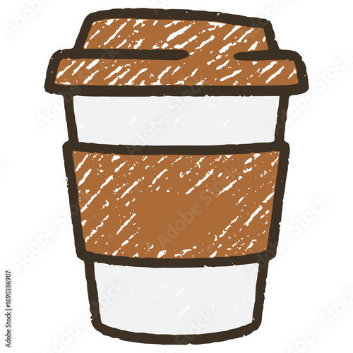 scribble crayon paper coffee cup flat color vector illustration template design