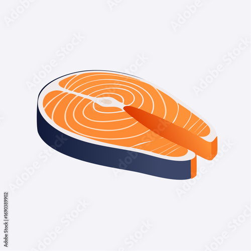 Isometric Salmon Fish Slice