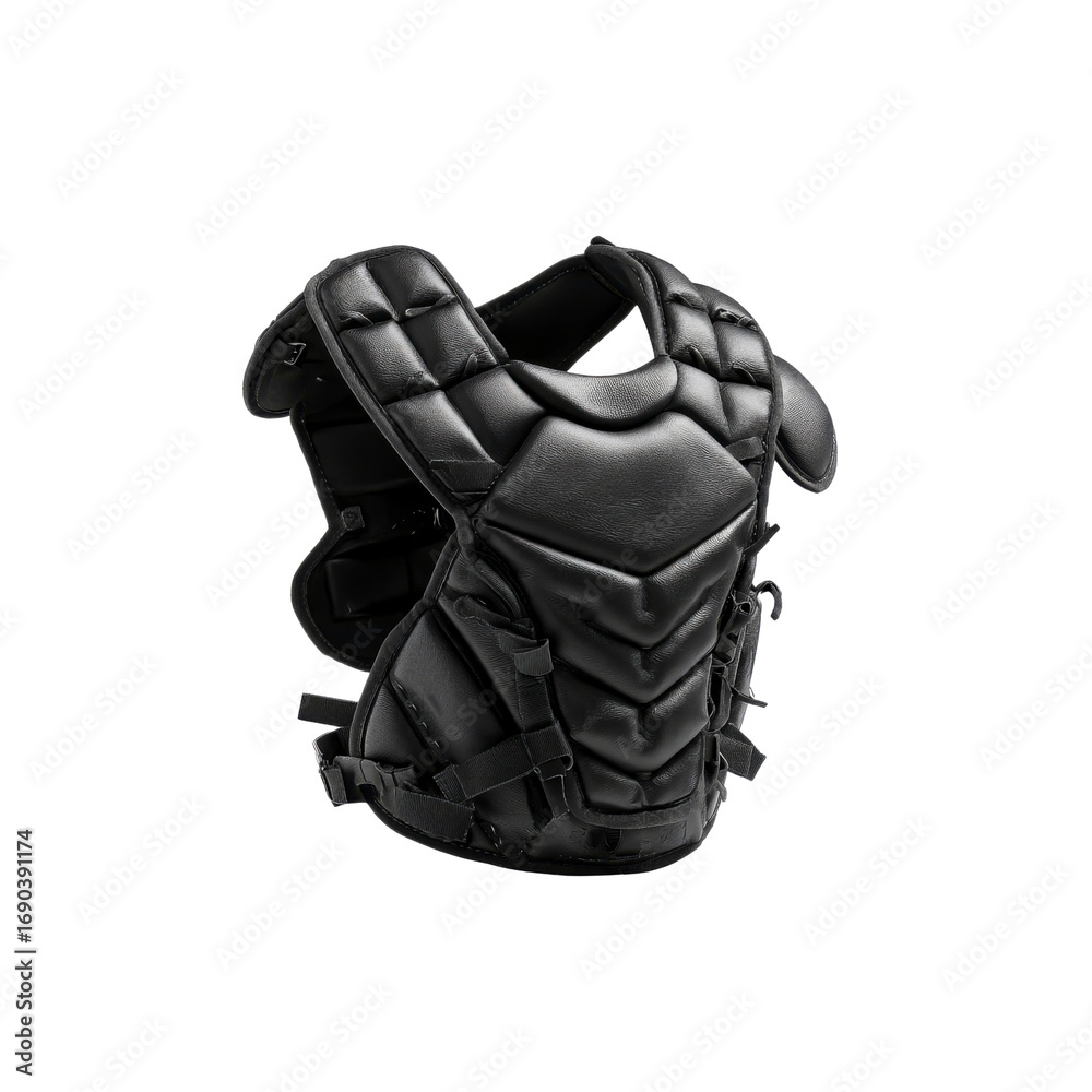 Naklejka premium Black Baseball Chest Protector, Protective Gear for Catcher or Batter