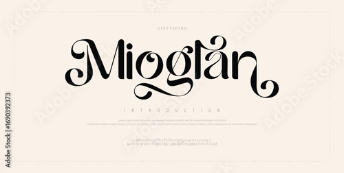 Mioglan Elegant awesome alphabet letters font and number. unique serif font. Classic Lettering Minimal Fashion Designs. Typography fonts regular uppercase and lowercase. vector illustration