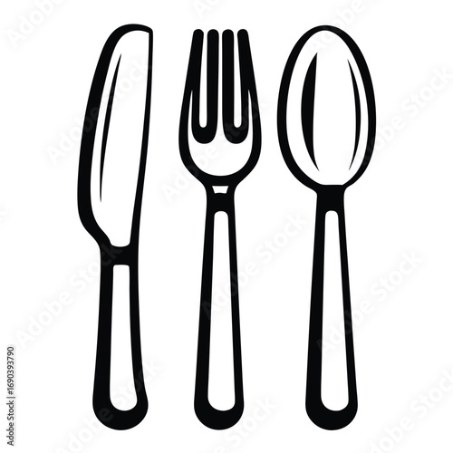 Simple flatware features a fork, knife, and spoon in an artistic design