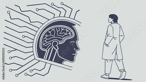 Artificial Intelligence Brain Circuitry Technology Concept Futuristic Design Human Mind Neural Network Digital Brain Innovation Science Medical Research Abstract Illustration Vector Graphic Mind Powe.