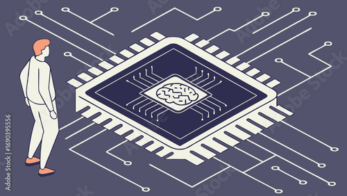 Artificial Intelligence Microchip Brain Technology Circuit Board Digital Brain Computer Chip Innovation Future Technology Neural Network AI Concept Modern Technology Abstract Technology Data Processi.