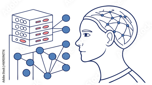 Connecting Mind and Machine AI Neural Network Technology Concept Illustration.