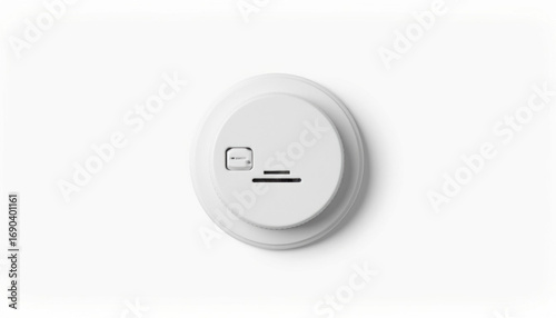 Smoke detector mounted on white wall in modern style  