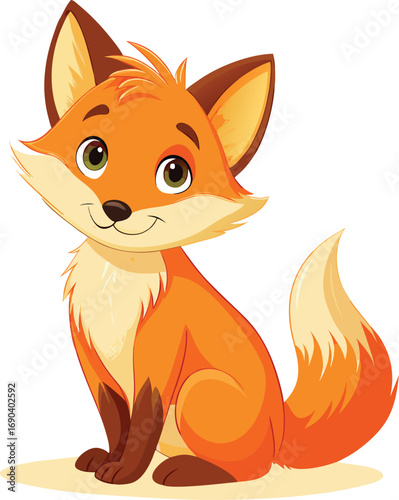 Cute little fox cartoon sitting 