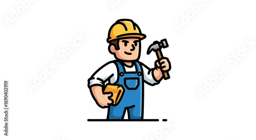 Field Worker Vector Illustration Flat Design of Agriculture, Construction, and Outdoor Labor in Modern Minimal Style