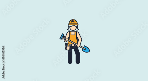 Field Worker Vector Illustration Flat Design of Agriculture, Construction, and Outdoor Labor in Modern Minimal Style