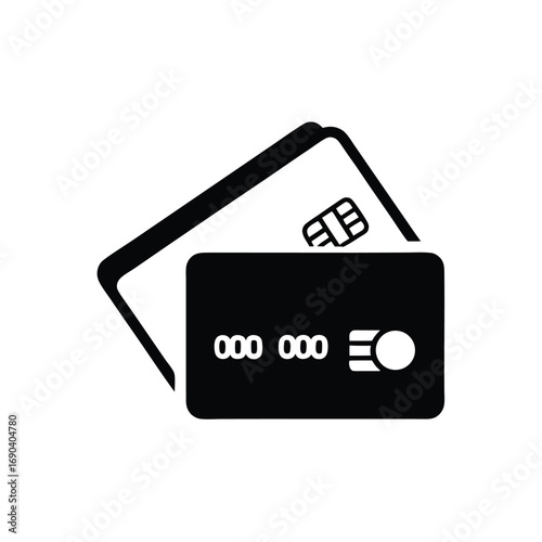 Two credit card icons are stacked and displayed in black and white simplicity