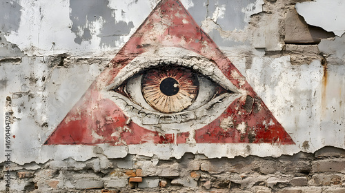 Graffiti triangle eye on wall