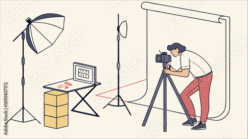 Studio Photographer Shooting Product Photography with Lighting Equipment.