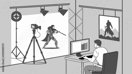 Studio Setup Filmmaking Animation Production Character Design Digital Art Graphic Design Video Production Post Production Computer Workstation Artistic Workflow.