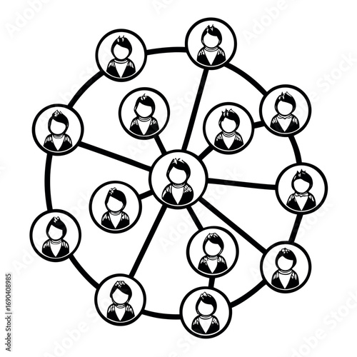 Interconnected figures network diagram connection people