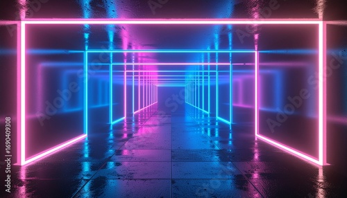 Neon Grid - Futuristic Cyberpunk Pattern