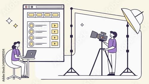 Video Production Filmmaking Studio Setup Behind the Scenes Content Creation Online Video Video Editor Film Crew Movie Making Streaming Broadcast Digital Media Media Production Video Post Production V.