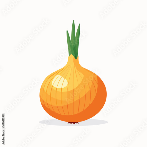 Single Yellow Onion Vector Illustration