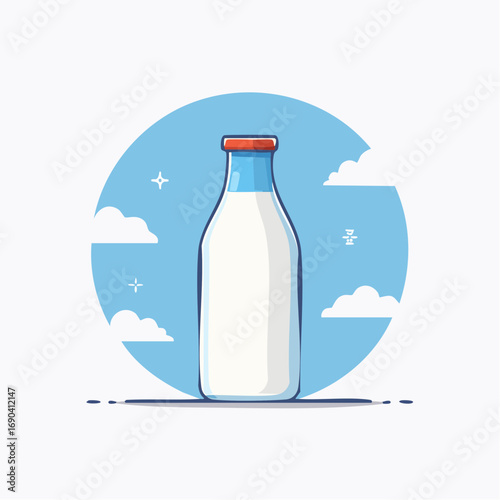 Pixel Art Milk Bottle Against Sky