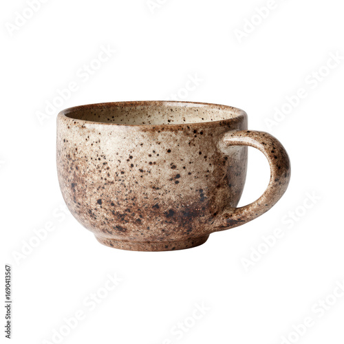Rustic Speckled Ceramic Mug, Handcrafted Coffee or Tea Cup, Beige and Brown Earth Tones