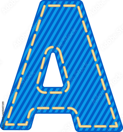 Denim Style Letter Vector Element Alphabet A
