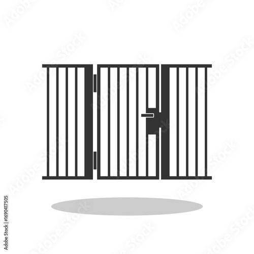 Metal park fence icon with shadow