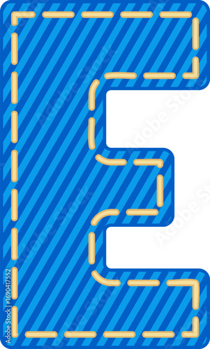 Denim Style Letter Vector Element Alphabet E