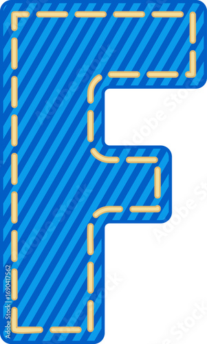 Denim Style Letter Vector Element Alphabet F