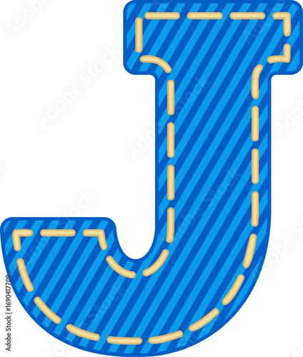 Denim Style Letter Vector Element Alphabet J