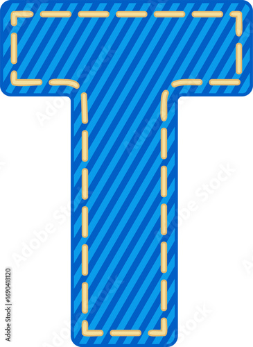 Denim Style Letter Vector Element Alphabet T