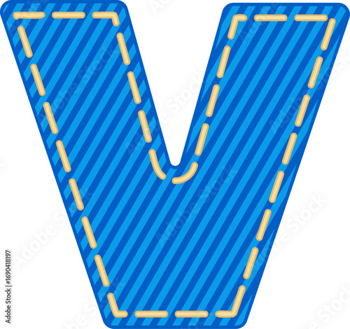 Denim Style Letter Vector Element Alphabet V