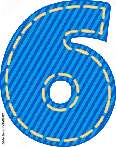 Denim Style Number Vector Element Alphabet 6