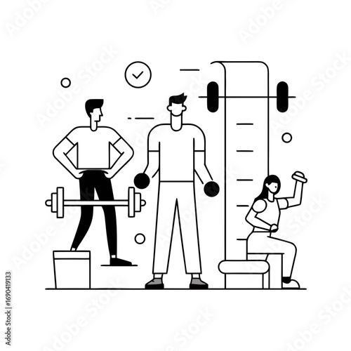gym scene with people exercising dumbbells