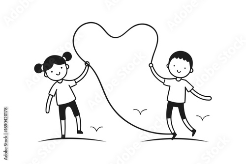 children skipping rope on open ground