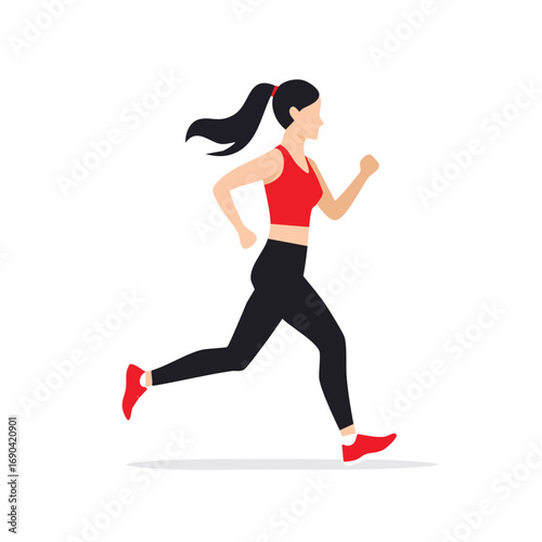 Woman Jogging Fitness Active Lifestyle Vector