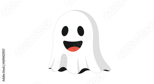 фотографія Cartoon Ghost with Happy Expression and Black Eyes.