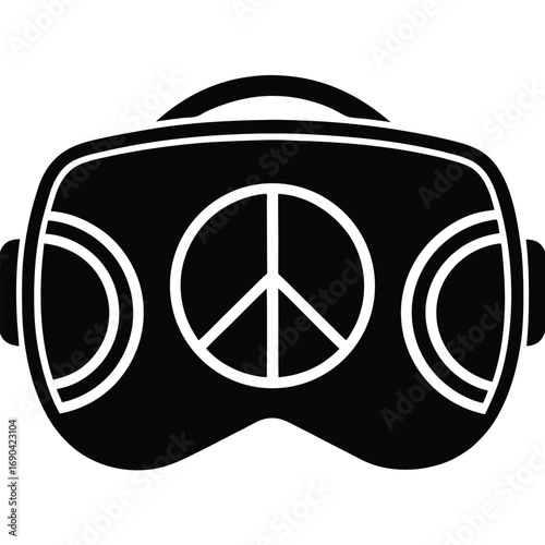 vr headset with peace symbol vector icon
