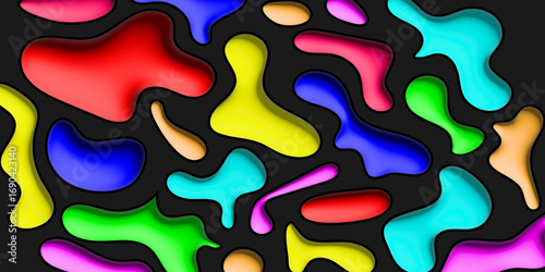 Colorful Abstract Fluid Shapes on Black Background