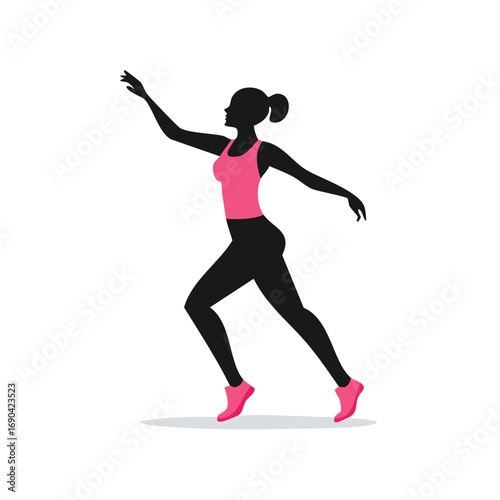 Silhouette Woman Running Fitness Activewear Pink